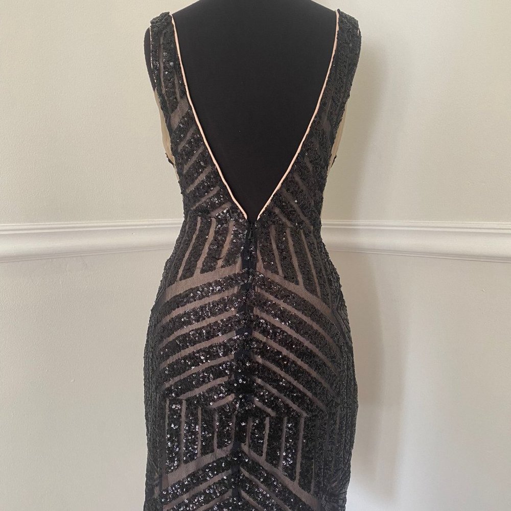 Jovani Balck & Nude Sequin Dress - Picture 6 of 7